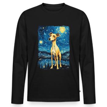 Lévrier italien Nuit étoilée - T-shirt manches longues Premium bio Homme - noir - Devant - Nico (187cm)
