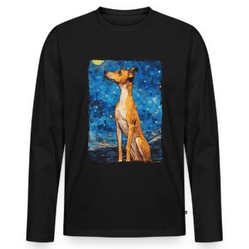 Lévrier italien Nuit étoilée - T-shirt manches longues Premium bio Homme - noir - Devant - Nico (187cm)