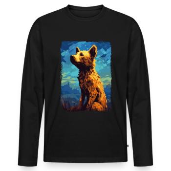 Hyène Nuit étoilée - T-shirt manches longues Premium bio Homme - noir - Devant - Nico (187cm)