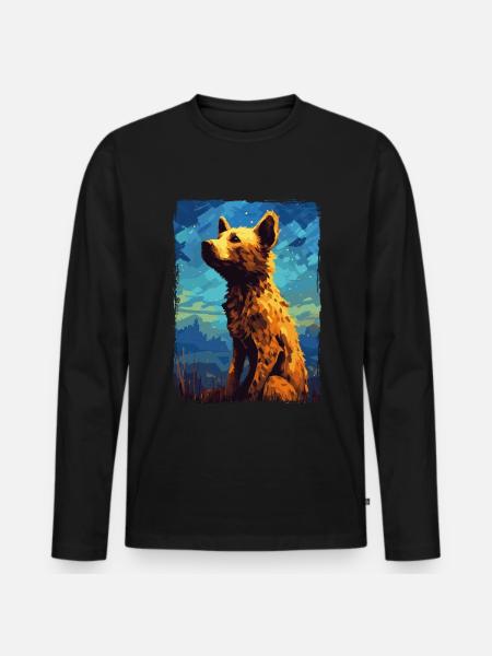 Hyäne Starry Night - Männer Premium Bio Langarmshirt - Schwarz
