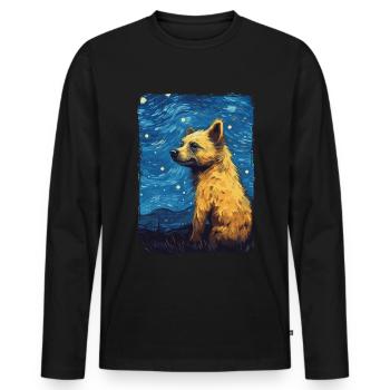 Hyène Nuit étoilée - T-shirt manches longues Premium bio Homme - noir - Devant - Nico (187cm)