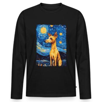 Lévrier italien Nuit étoilée - T-shirt manches longues Premium bio Homme - noir - Devant - Nico (187cm)