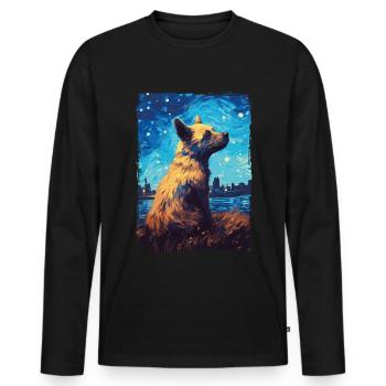 Hyène Nuit étoilée - T-shirt manches longues Premium bio Homme - noir - Devant - Nico (187cm)