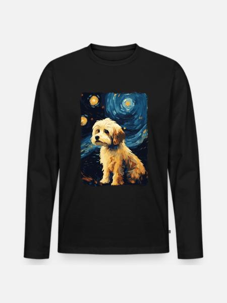 Havanese Starry Night - Men's Premium Organic Long Sleeve Shirt - black