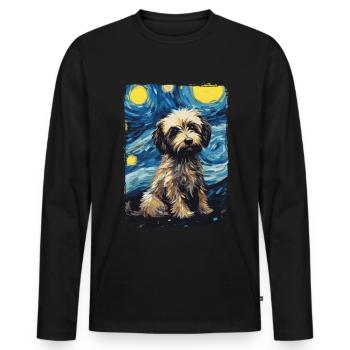 Havanese Starry Night - Men's Premium Organic Long Sleeve Shirt - black - Front - Nico (187cm)