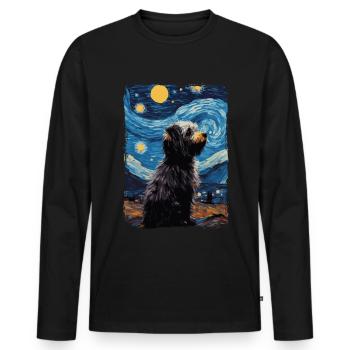 Havanese Starry Night - Men's Premium Organic Long Sleeve Shirt - black - Front - Nico (187cm)