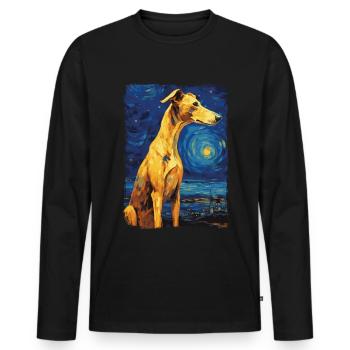 Galgo Espanol Starry Night - Men's Premium Organic Long Sleeve Shirt - black - Front - Nico (187cm)