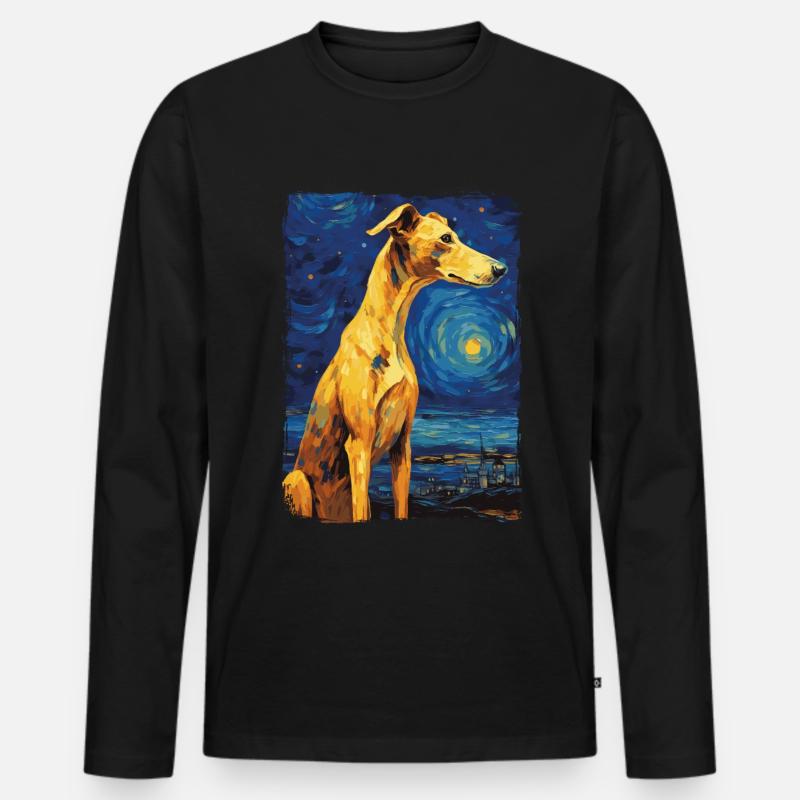 Galgo Espanol Starry Night - Männer Premium Bio Langarmshirt - Schwarz