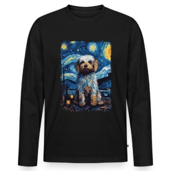 Havanese Starry Night - Men's Premium Organic Long Sleeve Shirt - black - Front - Nico (187cm)