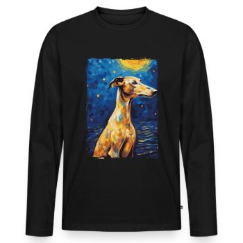 Galgo Espanol Starry Night - Men's Premium Organic Long Sleeve Shirt - black - Front - Nico (187cm)