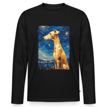 Galgo Español Starry Night - Men's Premium Organic Long Sleeve Shirt - black - Front - Nico (187cm)