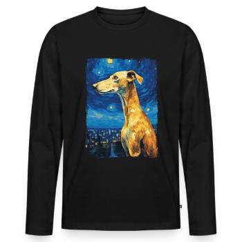 Galgo Español Starry Night - Men's Premium Organic Long Sleeve Shirt - black - Front - Nico (187cm)