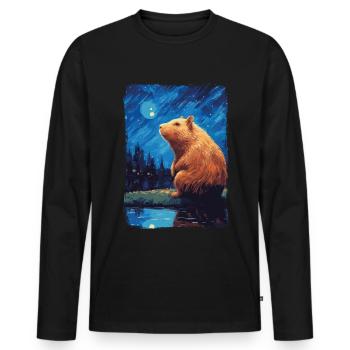 Wasserschwein Starry Night - Männer Premium Bio Langarmshirt - Schwarz - Vorne - Nico (187cm)