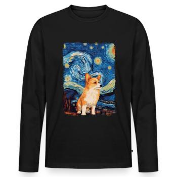 Corgi Starry Night - Männer Premium Bio Langarmshirt - Schwarz - Vorne - Nico (187cm)