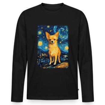 Chihuahua Starry Night - Men's Premium Organic Long Sleeve Shirt - black - Front - Nico (187cm)