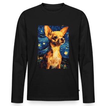 Chihuahua Starry Night - Men's Premium Organic Long Sleeve Shirt - black - Front - Nico (187cm)