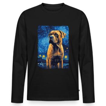 Cane Corso Nuit étoilée - T-shirt manches longues Premium bio Homme - noir - Devant - Nico (187cm)