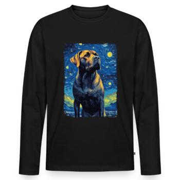 Cane Corso Nuit étoilée - T-shirt manches longues Premium bio Homme - noir - Devant - Nico (187cm)