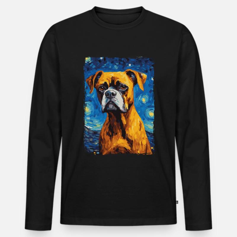 Boxer Starry Night - Männer Premium Bio Langarmshirt - Schwarz