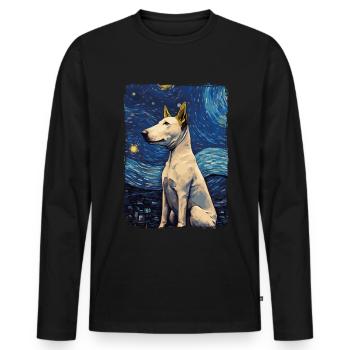 Bullterrier Starry Night - Männer Premium Bio Langarmshirt - Schwarz - Vorne - Nico (187cm)