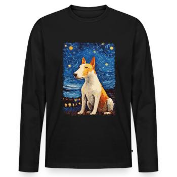 Bullterrier Starry Night - Männer Premium Bio Langarmshirt - Schwarz - Vorne - Nico (187cm)