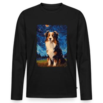 Berger Australien Nuit Étoilée - T-shirt manches longues Premium bio Homme - noir - Devant - Nico (187cm)