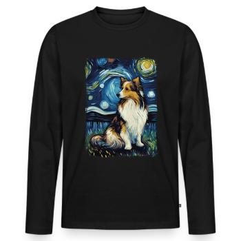 Berger Shetland Nuit étoilée - T-shirt manches longues Premium bio Homme - noir - Devant - Nico (187cm)