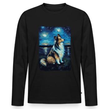 Shetland Shepherd Starry Night - Men's Premium Organic Long Sleeve Shirt - black - Front - Nico (187cm)