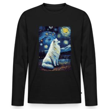 Samoyed Starry Night - Männer Premium Bio Langarmshirt - Schwarz - Vorne - Nico (187cm)