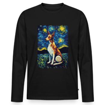 Podenco Starry Night - Männer Premium Bio Langarmshirt - Schwarz - Vorne - Nico (187cm)