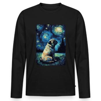 Carlin Nuit étoilée - T-shirt manches longues Premium bio Homme - noir - Devant - Nico (187cm)