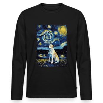 Pitbull Nuit étoilée - T-shirt manches longues Premium bio Homme - noir - Devant - Nico (187cm)