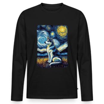 Husky Starry Night - Männer Premium Bio Langarmshirt - Schwarz - Vorne - Nico (187cm)