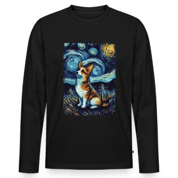 Corgi Starry Night - Männer Premium Bio Langarmshirt - Schwarz - Vorne - Nico (187cm)