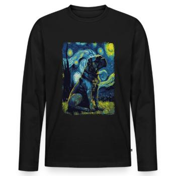 Cane Corso Nuit étoilée - T-shirt manches longues Premium bio Homme - noir - Devant - Nico (187cm)
