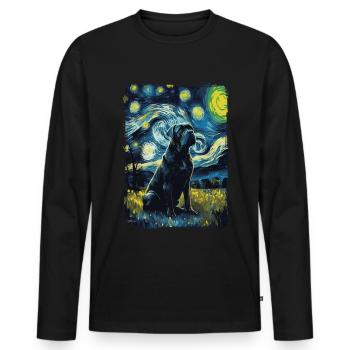 Cane Corso Nuit étoilée - T-shirt manches longues Premium bio Homme - noir - Devant - Nico (187cm)