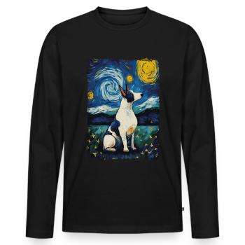 Bullterrier Starry Night - Männer Premium Bio Langarmshirt - Schwarz - Vorne - Nico (187cm)