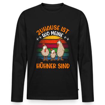 Home is where my chickens are chicken - Men's Premium Organic Long Sleeve Shirt - black - Front - Nico (187cm)