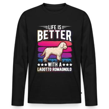 La vie est meilleure avec Lagotto Romagnolo - T-shirt manches longues Premium bio Homme - noir - Devant - Nico (187cm)