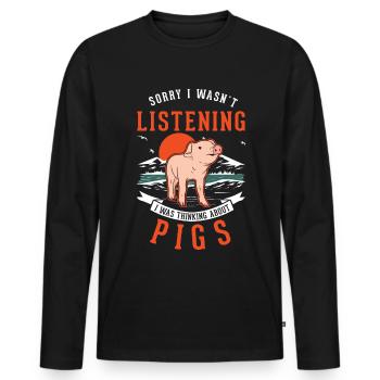 Pig Farmer Farmer Piggy - Men's Premium Organic Long Sleeve Shirt - black - Front - Nico (187cm)