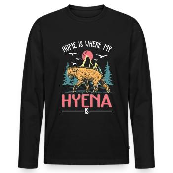 La maison est là où se trouve ma hyène - T-shirt manches longues Premium bio Homme - noir - Devant - Nico (187cm)
