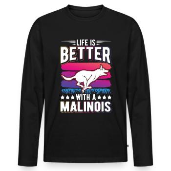 Life is better with a Malinois - Men's Premium Organic Long Sleeve Shirt - black - Front - Nico (187cm)
