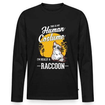 Waschbär Costume Raccoon Halloween - Männer Premium Bio Langarmshirt - Schwarz - Vorne - Nico (187cm)