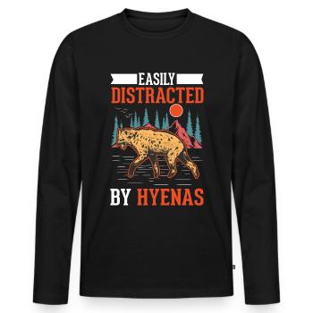 Facilement distrait par les hyènes Aardwolf Hyena - T-shirt manches longues Premium bio Homme - noir - Devant - Nico (187cm)