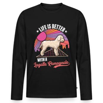 La vie est meilleure avec Lagotto Romagnolo - T-shirt manches longues Premium bio Homme - noir - Devant - Nico (187cm)