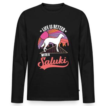La vie est meilleure avec Salukis - T-shirt manches longues Premium bio Homme - noir - Devant - Nico (187cm)