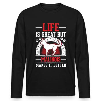 Malinois Gift Belgian Shepherd Dog - Men's Premium Organic Long Sleeve Shirt - black - Front - Nico (187cm)