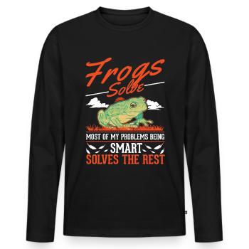 Grenouille cadeau Grenouille arboricole - T-shirt manches longues Premium bio Homme - noir - Devant - Nico (187cm)