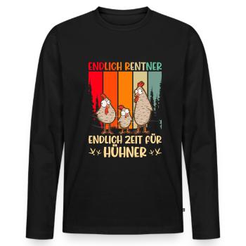 Poulets, Retraités, Poulet, Grand-père, Agriculteur, Poulet - T-shirt manches longues Premium bio Homme - noir - Devant - Nico (187cm)