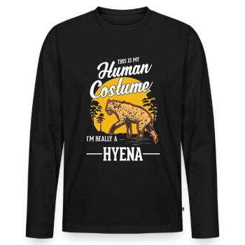 Hyäne Kostüm Erdwolf Halloween Hyena - Männer Premium Bio Langarmshirt - Schwarz - Vorne - Nico (187cm)